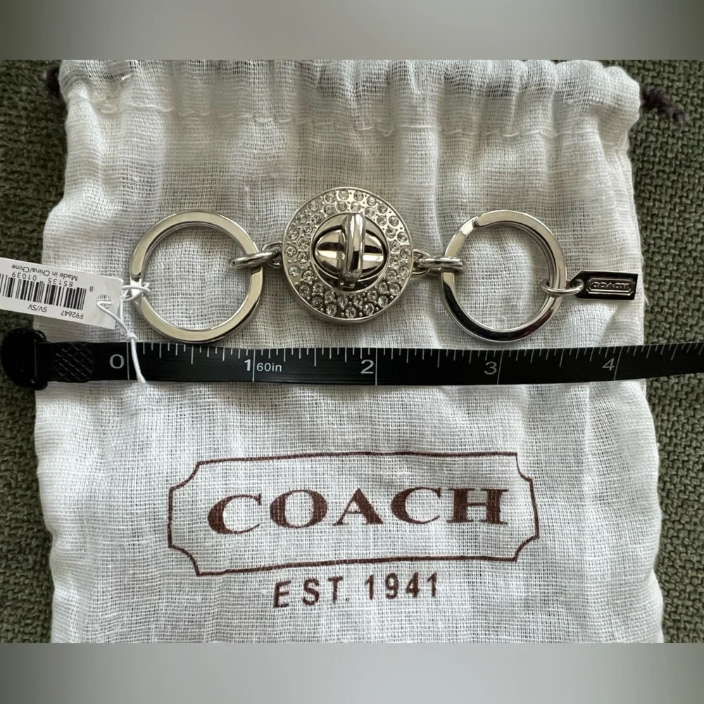 Coach Signature Valet Crystal Turnlock Keyring NWT - Picture 3 of 4